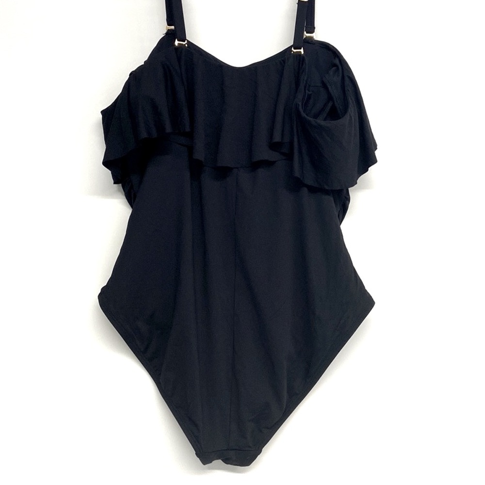 La Blanka Women’s Swimsuit Black Size 18W Off Shoulder Ruffle.